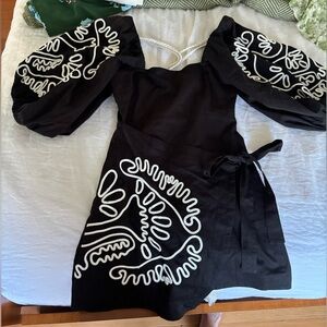 Alexis Vallini Wrap-skirt Embroidered Mini Dress